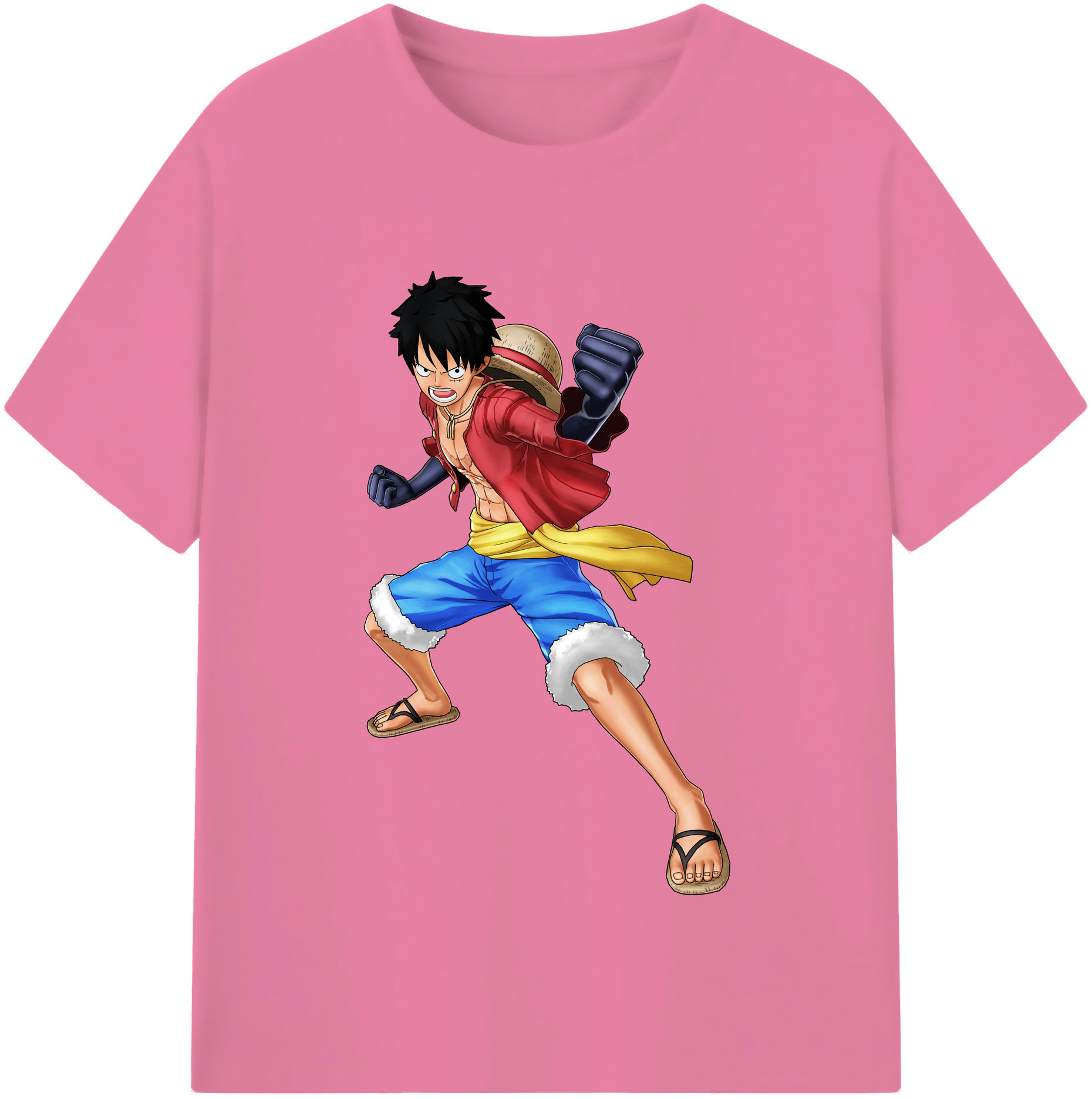 ワンピース モンキー・D・ルフィ ONE PIECE Monkey D. Luffy 綿100％半袖Tシャツ（フロントプリント）